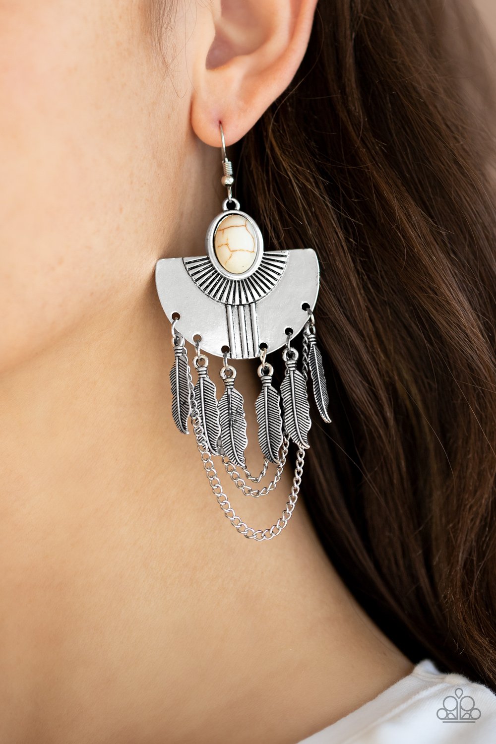 Sure Thing Chief-white-Paparazzi earrings