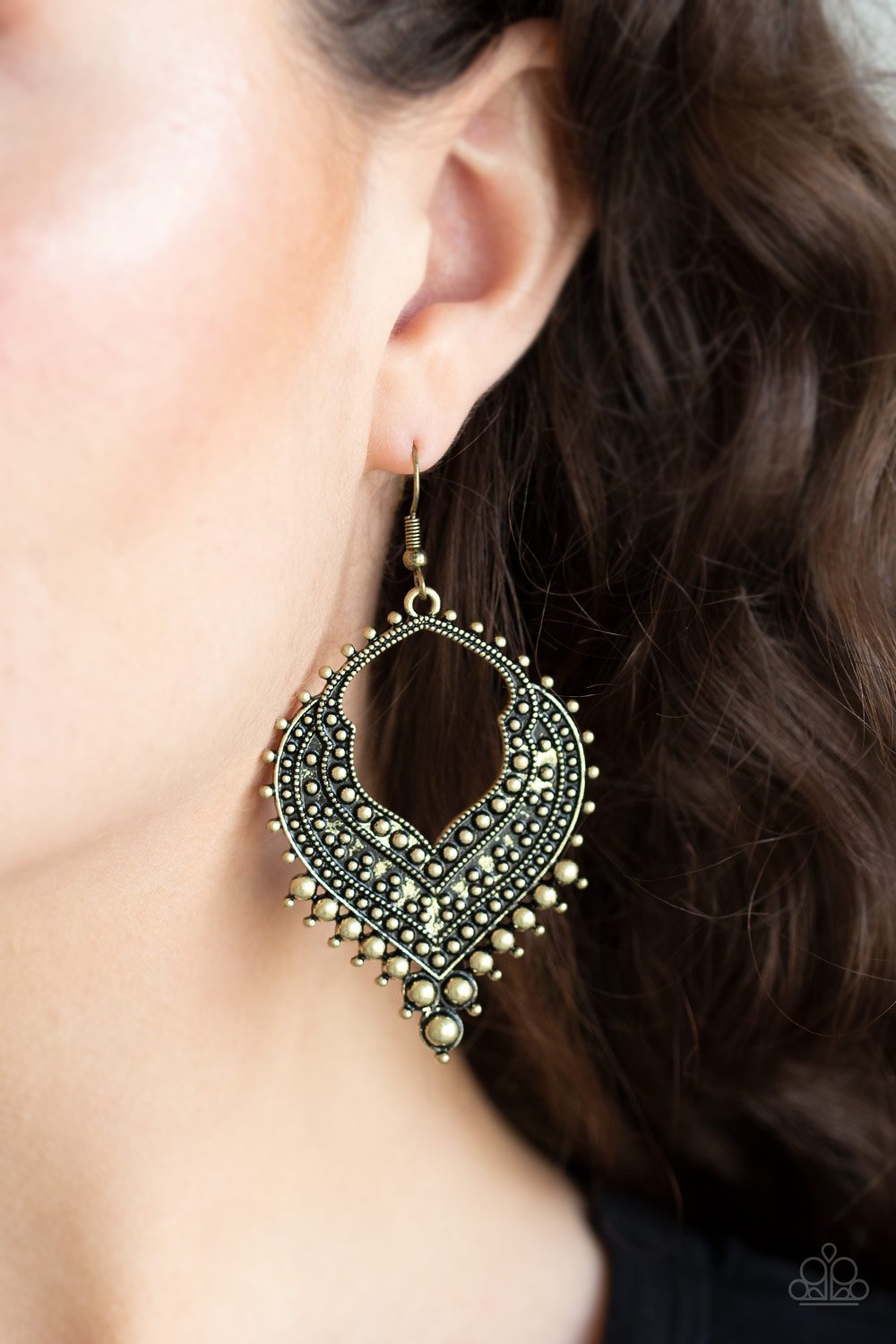 Sweep It Under the RUGGED - brass - Paparazzi earrings
