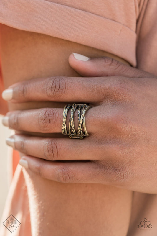 Switching Gears - brass - Paparazzi ring