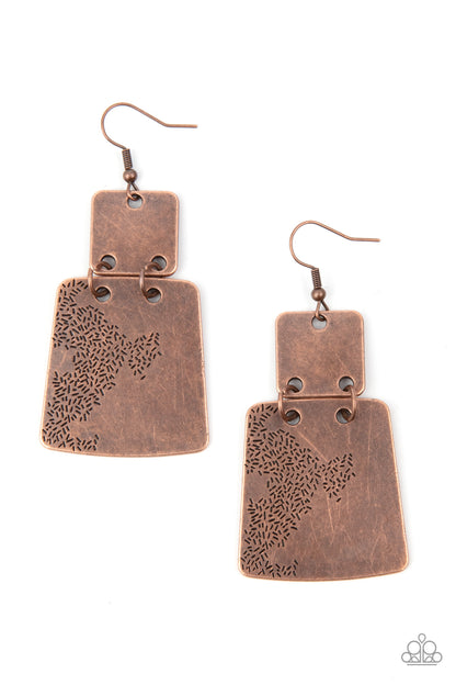 Tagging Along - copper - Paparazzi earrings