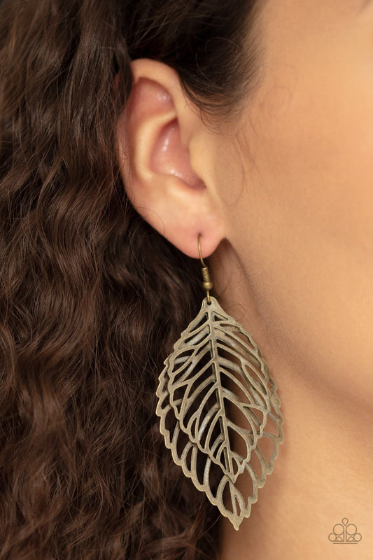 Take It or LEAF It-brass-Paparazzi earrings