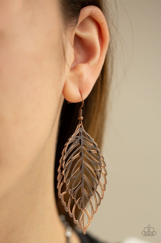 Take It or LEAF It-copper-Paparazzi earrings