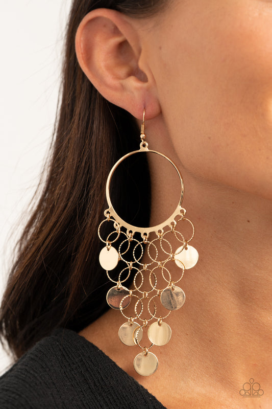 Take a CHIME Out - gold - Paparazzi earrings