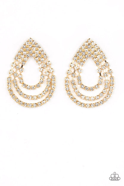 Take a POWER Stance - gold - Paparazzi earrings