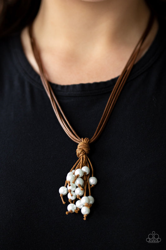 Tassel Trek - white - Paparazzi urban necklace