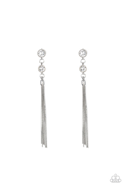 Tassel Twinkle - white - Paparazzi earrings
