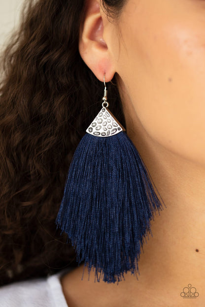 Tassel Tempo-blue-Paparazzi earrings