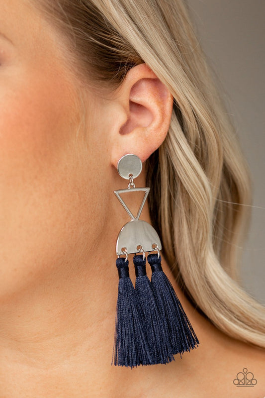 Tassel Trippin-blue-Paparazzi earrings