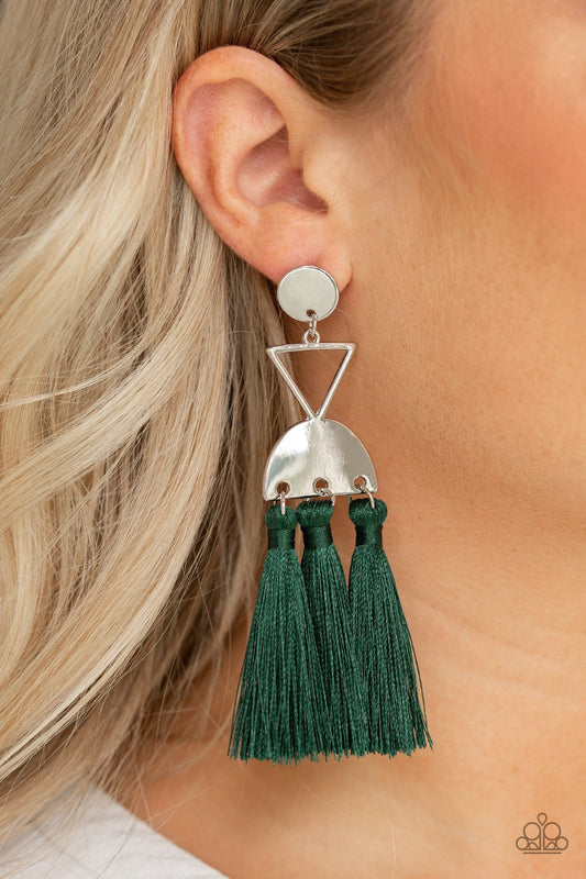 Tassel Trippin-green-Paparazzi earrings
