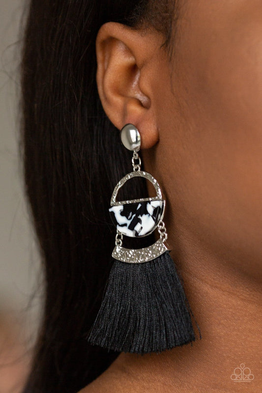 Tassel Trot-black-Paparazzi earrings