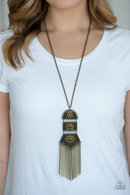 Tassel Tycoon - brass - Paparazzi necklace