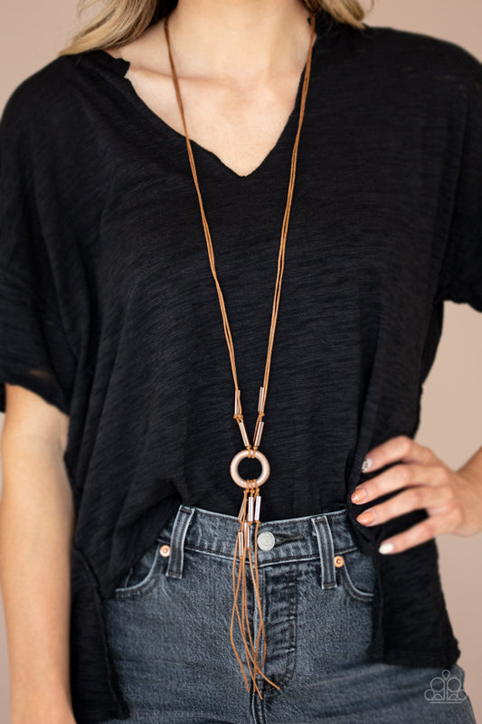 Tasseled Trinket - copper - Paparazzi necklace