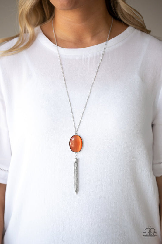Tasseled Tranquility-orange-Paparazzi necklace