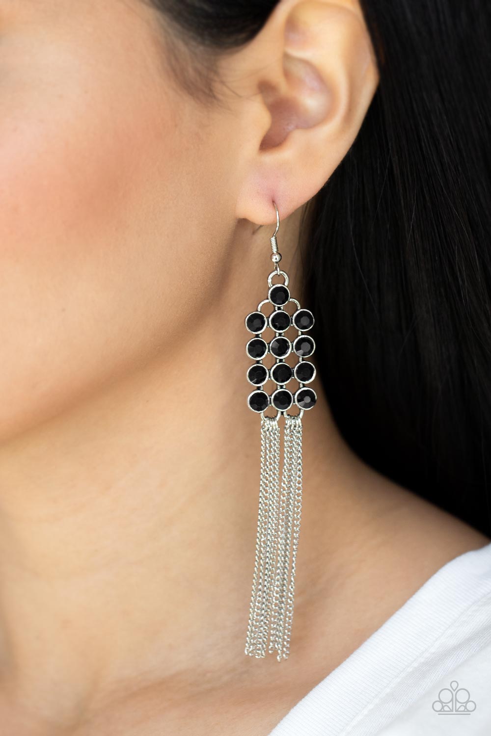 Paparazzi black tassel earrings Clearance