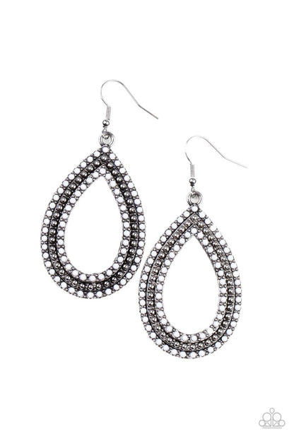 Tear Tracks - white - Paparazzi earrings