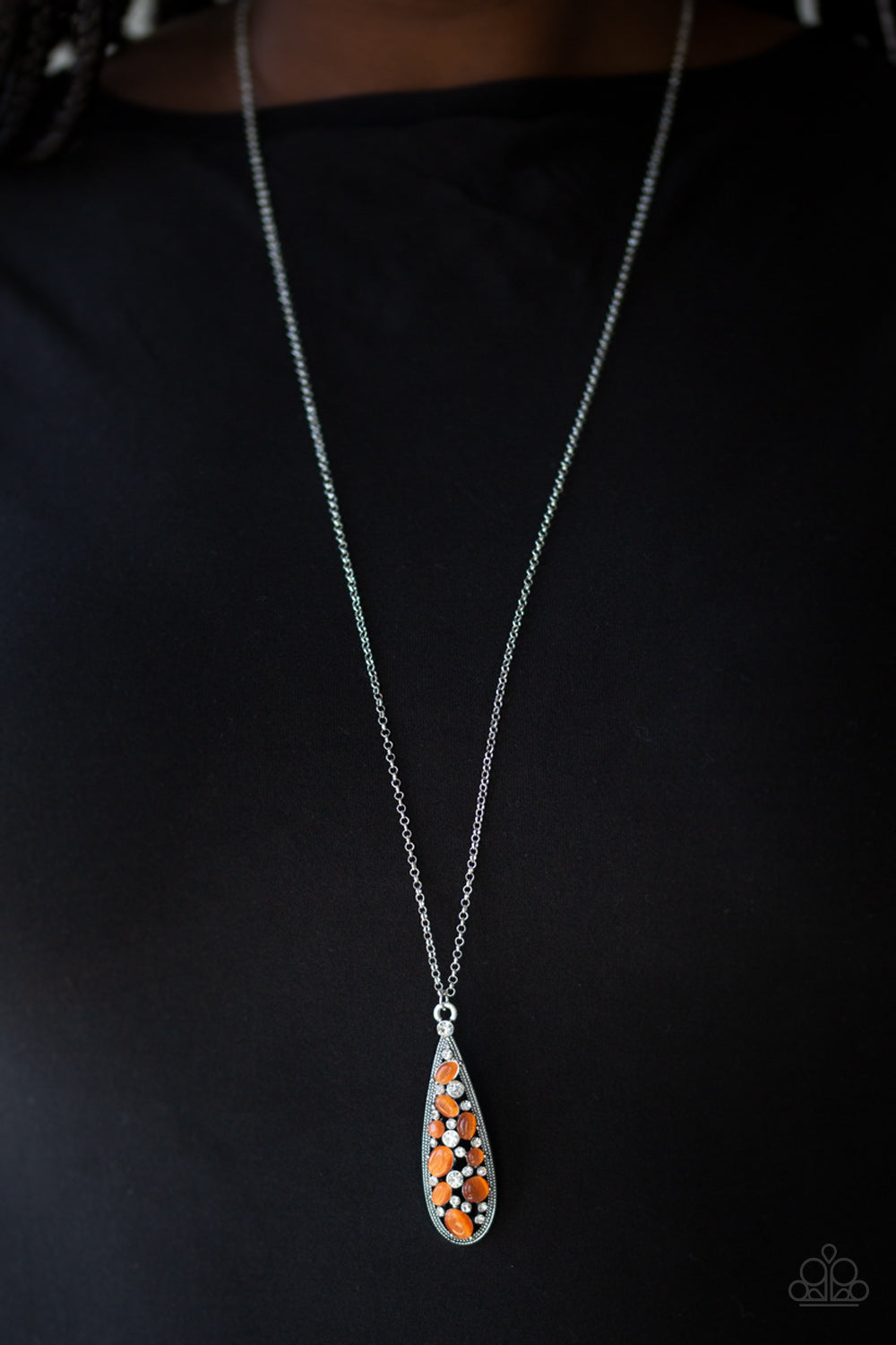 Teardrop Treasure - orange - Paparazzi necklace
