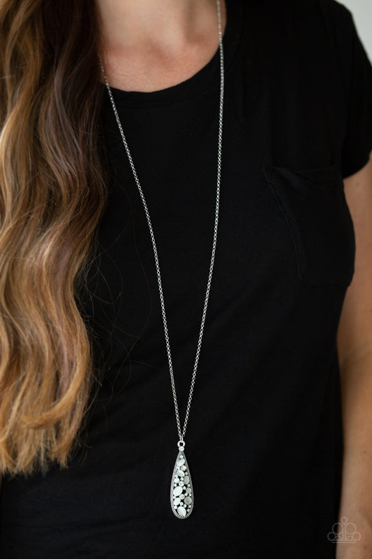 Teardrop Treasure - white - Paparazzi necklace
