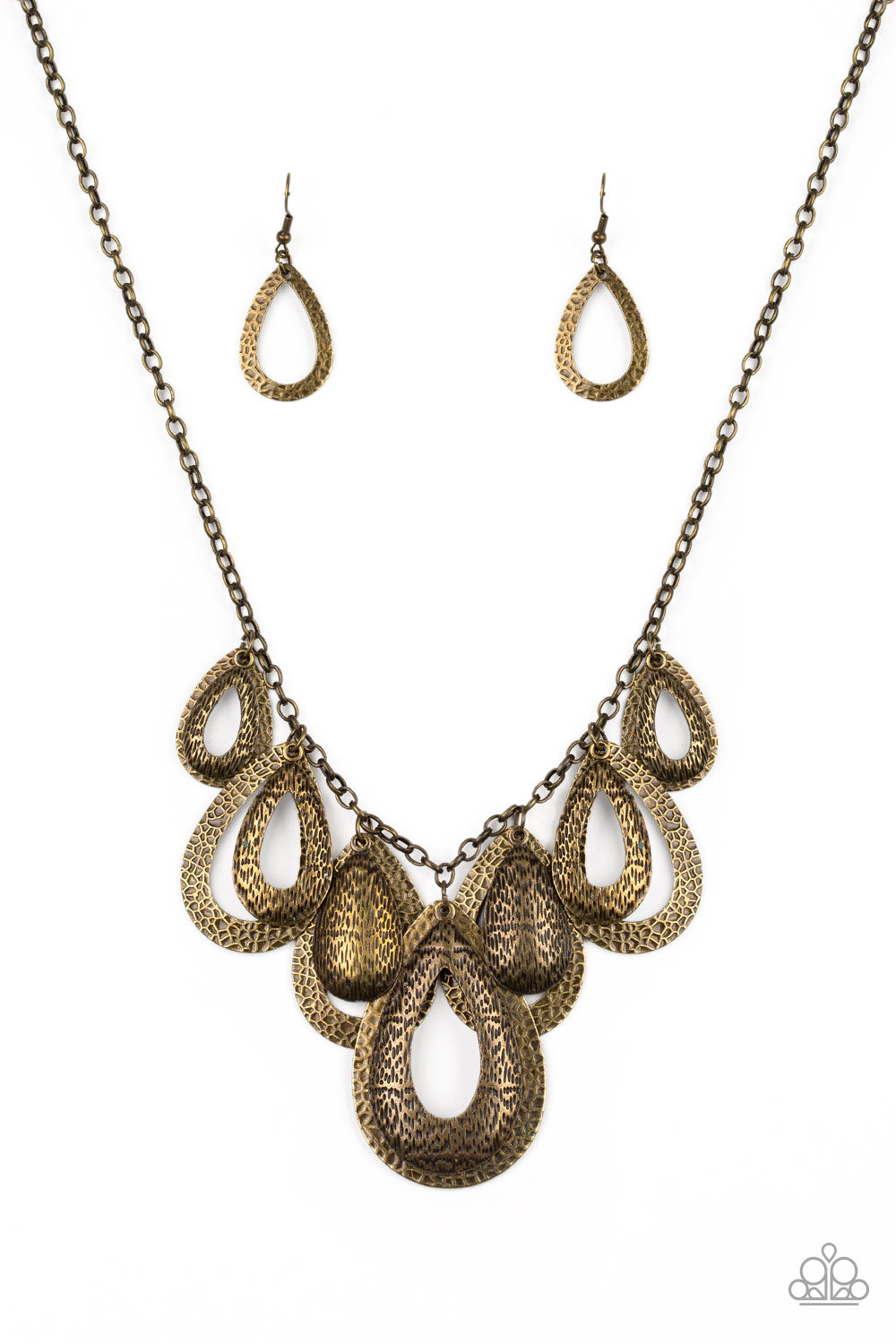 Teardrop Tempest - brass - Paparazzi necklace