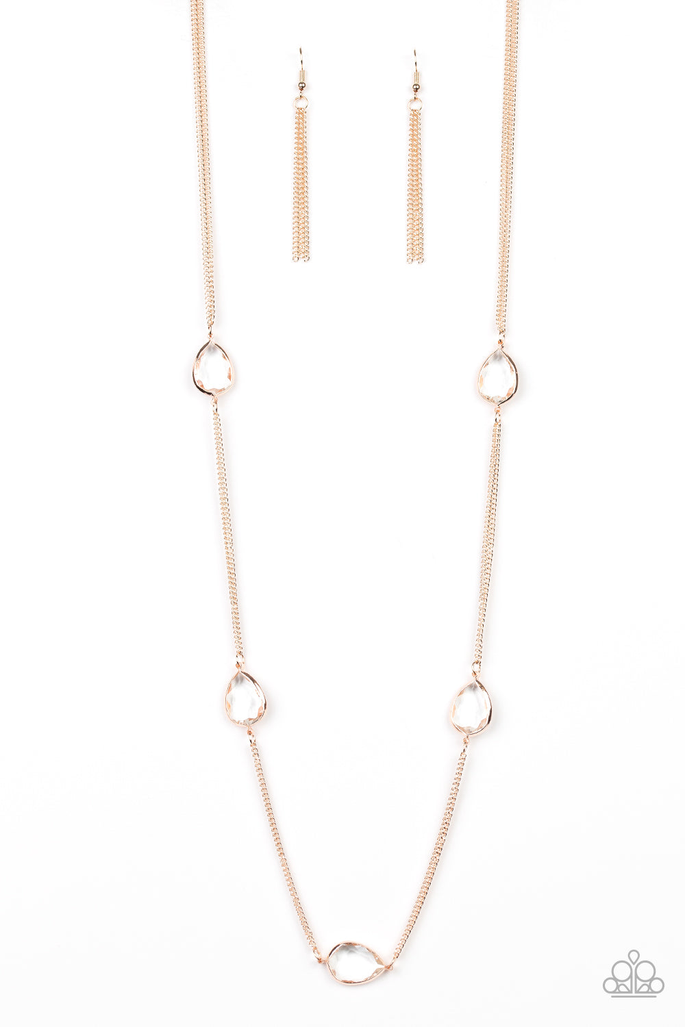 Teardrop Timelessness - rose gold - Paparazzi necklace