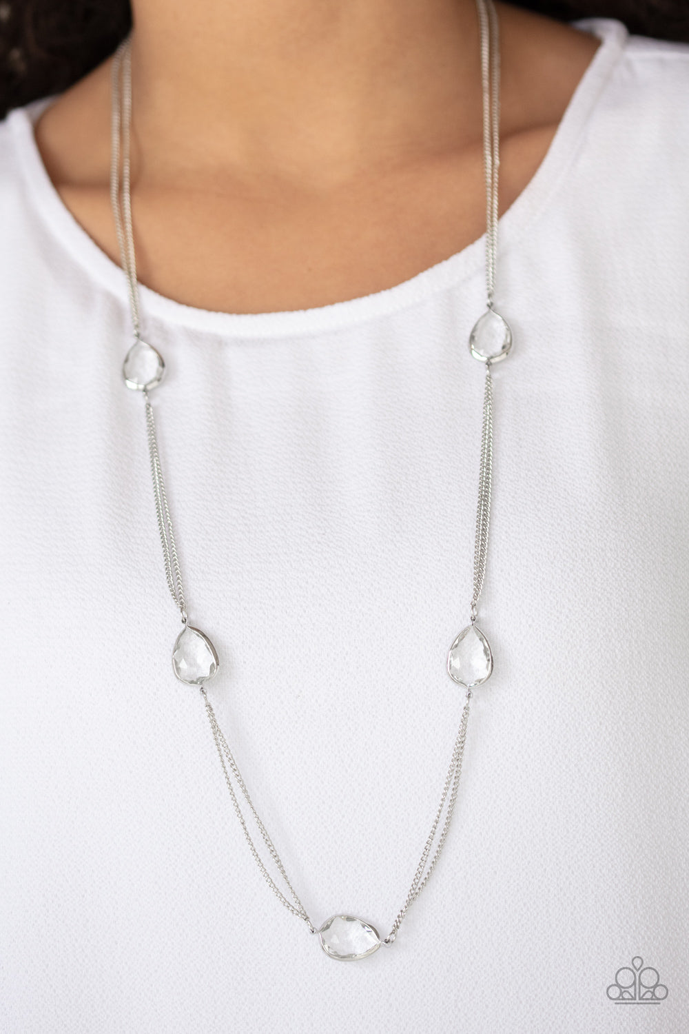 Teardrop Timelessness - white - Paparazzi necklace