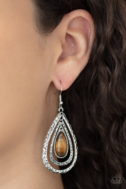 Teardrop Torrent - brown - Paparazzi earrings