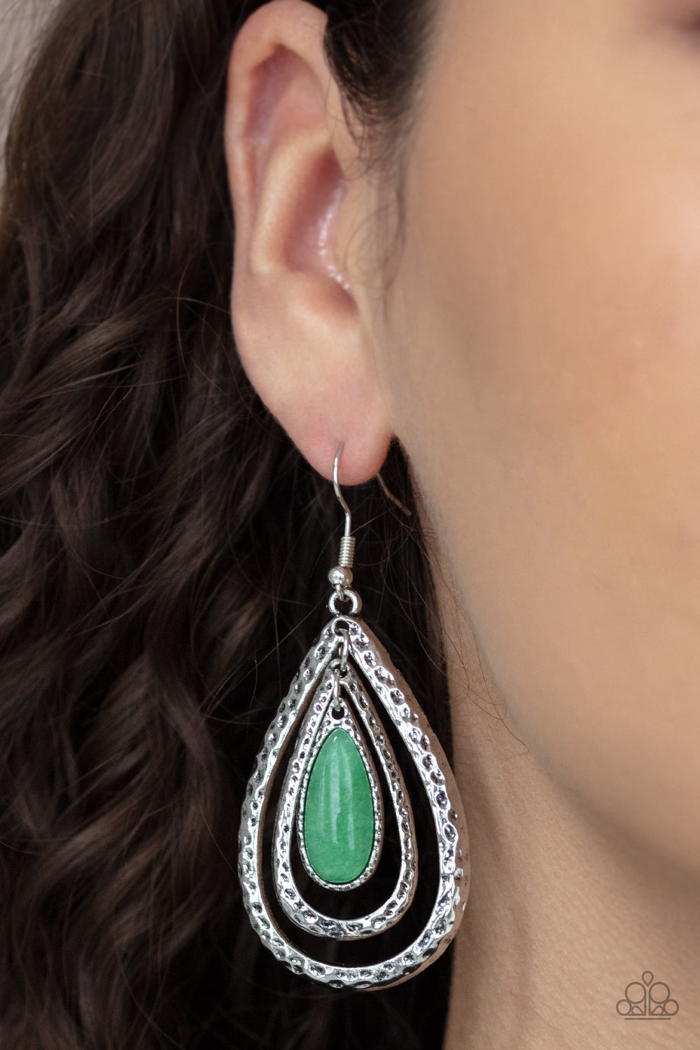 Teardrop Torrent - green - Paparazzi earrings