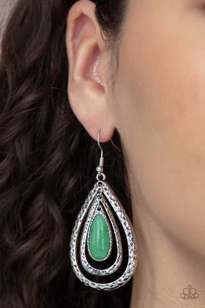 Teardrop Torrent - green - Paparazzi earrings