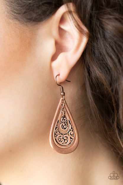 Teardrop Tourist-copper-Paparazzi earrings