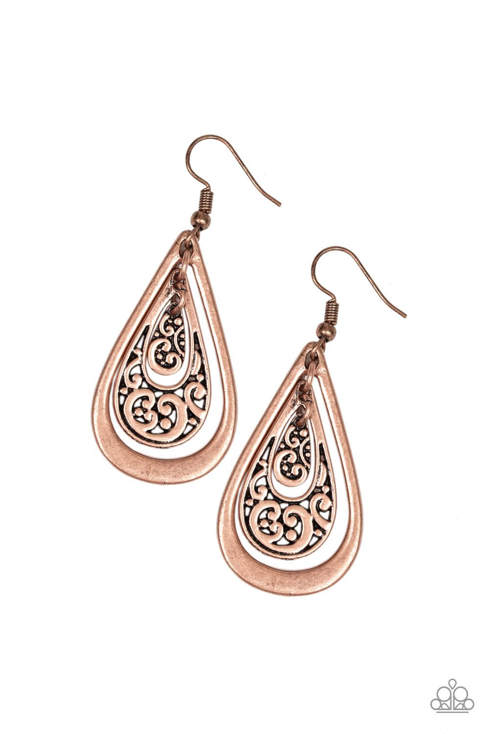 Teardrop Tourist - copper - Paparazzi earrings