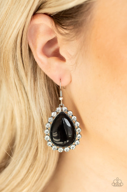 Teardrop Trendsetter-black-Paparazzi earrings