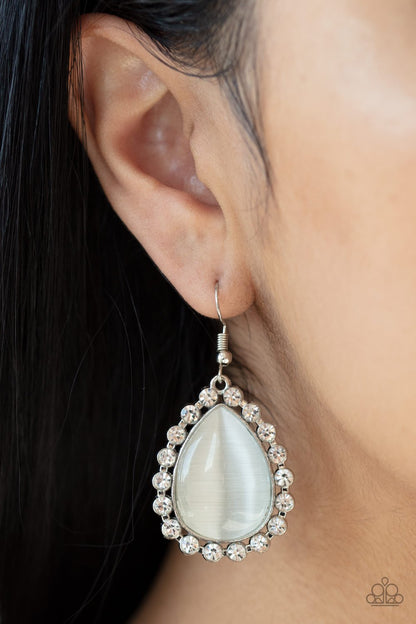 Teardrop Trendsetter-white-Paparazzi earrings