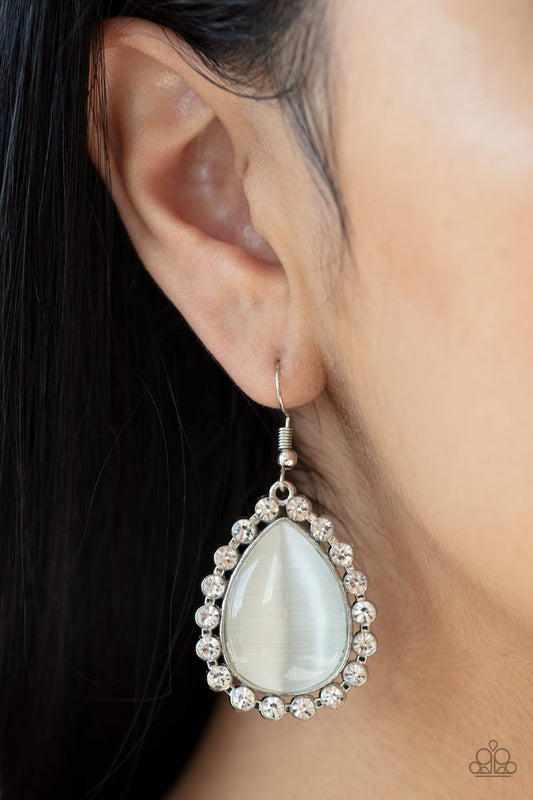 Teardrop Trendsetter-white-Paparazzi earrings