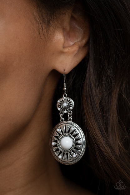 Temple of The Sun - white - Paparazzi earrings