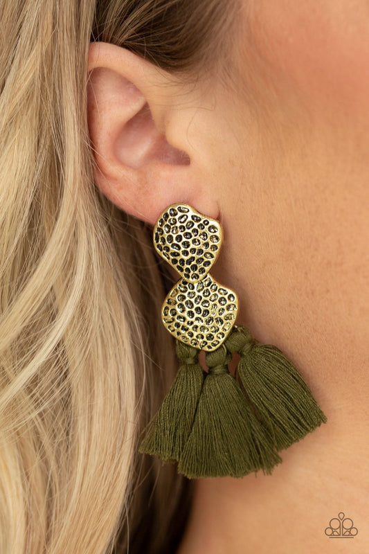 Tenacious Tassel-green-Paparazzi earrings