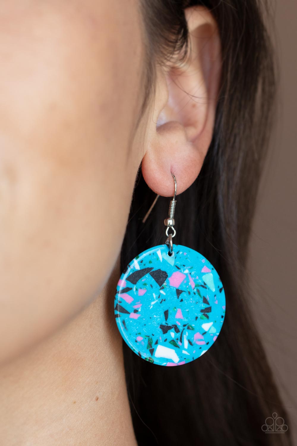 Tenaciously Terrazzo - blue - Paparazzi earrings