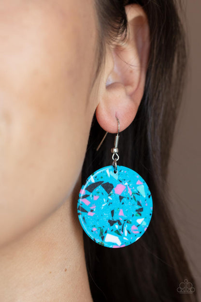 Tenaciously Terrazzo - blue - Paparazzi earrings