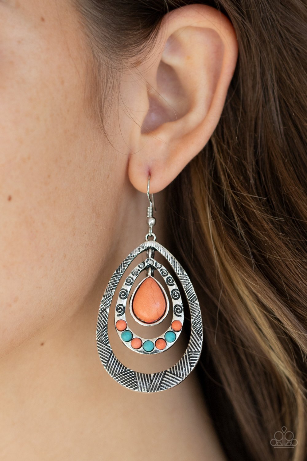 Terra Teardrops-orange-Paparazzi earrings