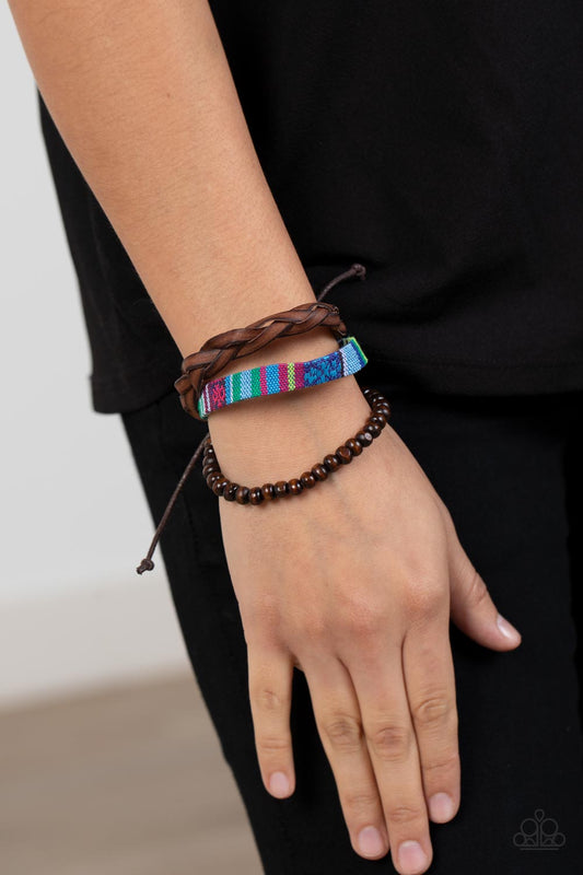 Textile Texting - blue - Paparazzi bracelet