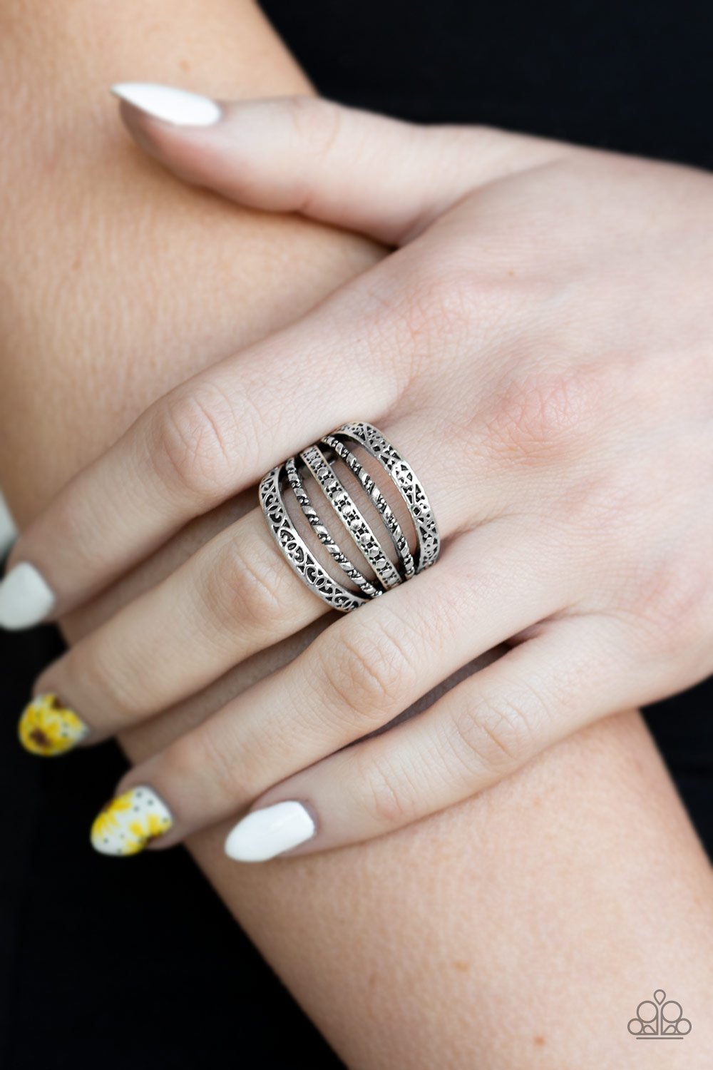 Textile Bliss-silver-Paparazzi ring