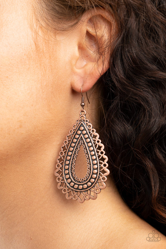 Texture Garden - copper - Paparazzi earrings