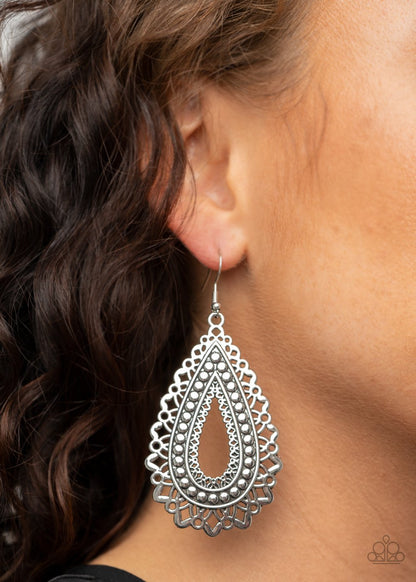 Texture Garden-silver-Paparazzi earrings