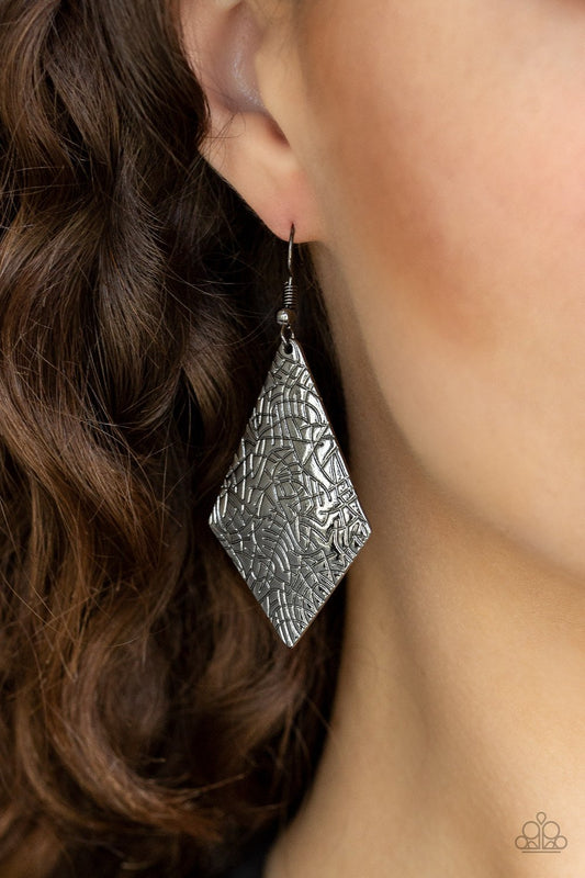 Texture Retreat-black-Paparazzi earrings