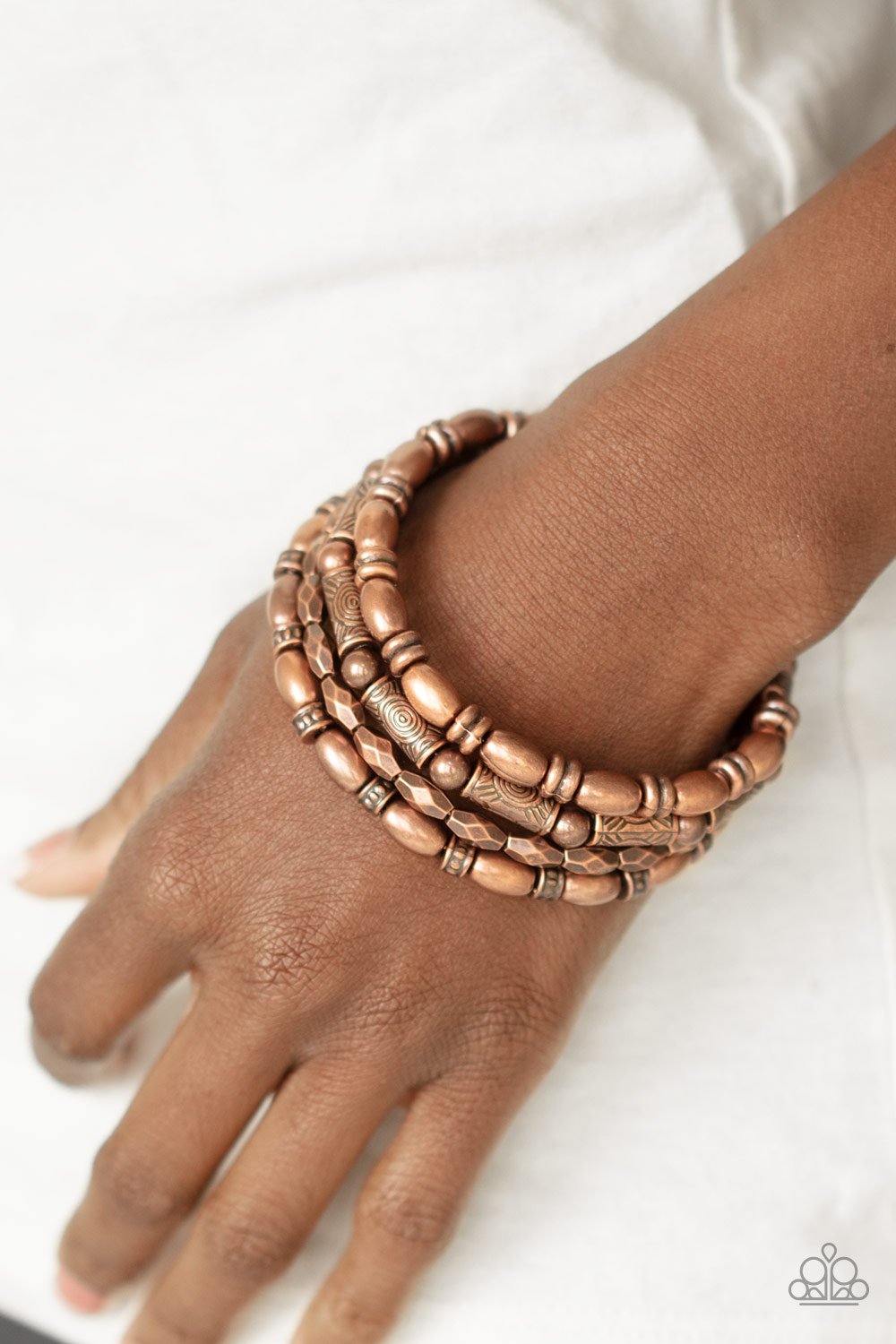 Texture Throwdown-copper-Paparazzi bracelet