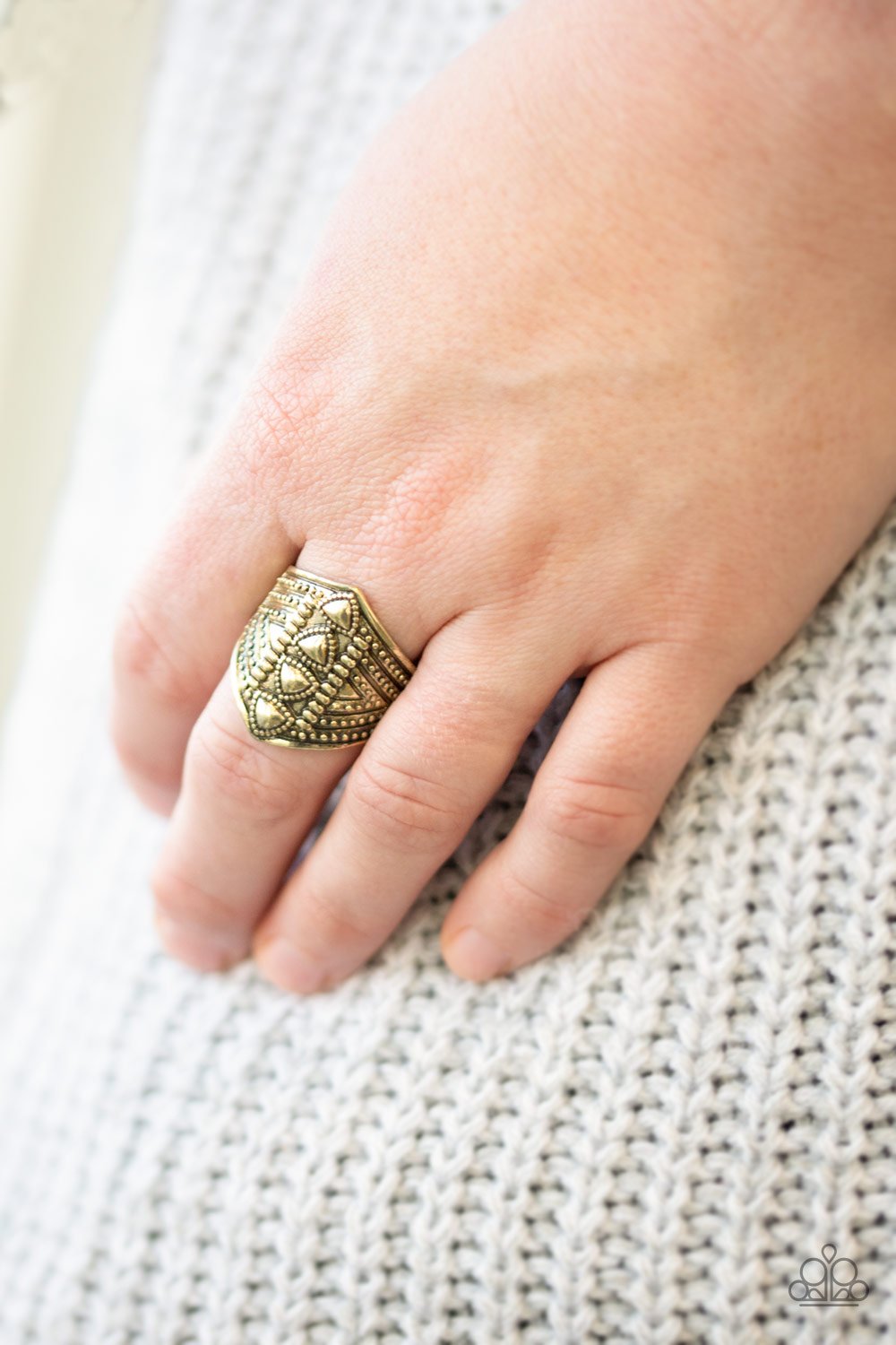 Texture Tracker-brass-Paparazzi ring