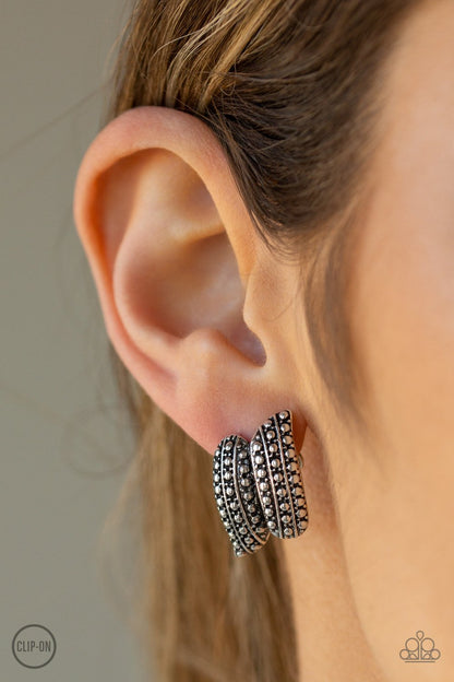 Texture Twist-silver-Paparazzi CLIP ON earrings