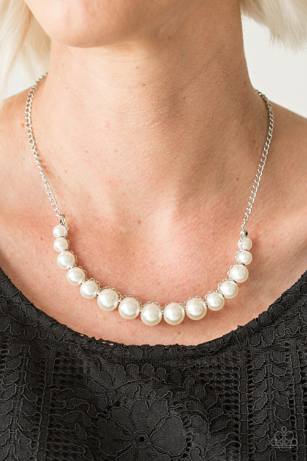 The Fashion Show Must Go On - white - Paparazzi necklace