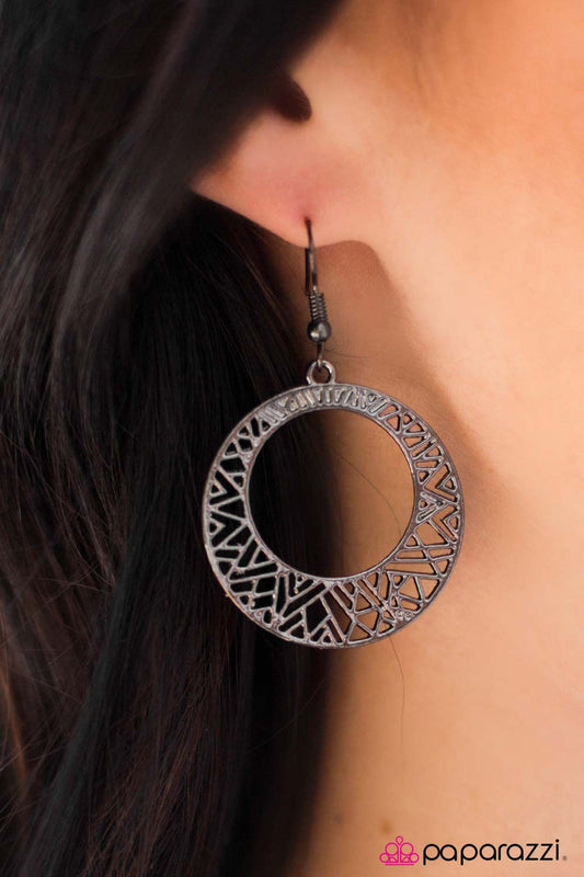 The Rising Sun - Black - Paparazzi earrings