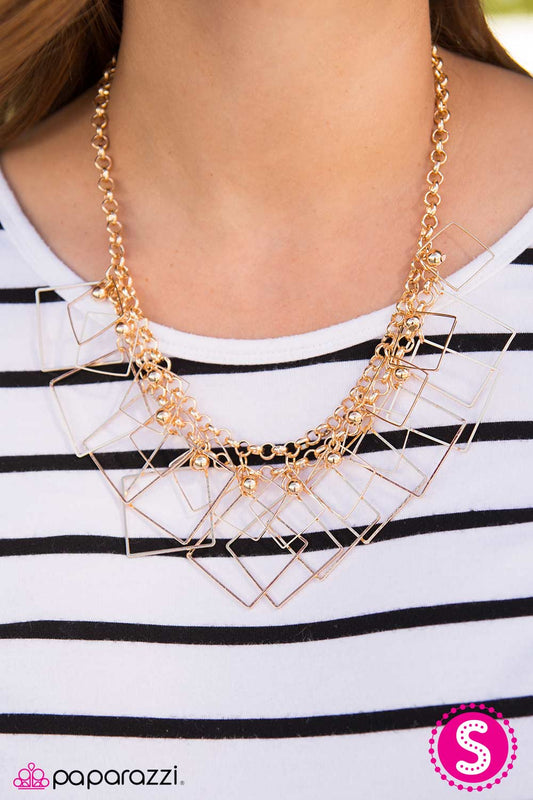 The Square Off - gold - Paparazzi necklace