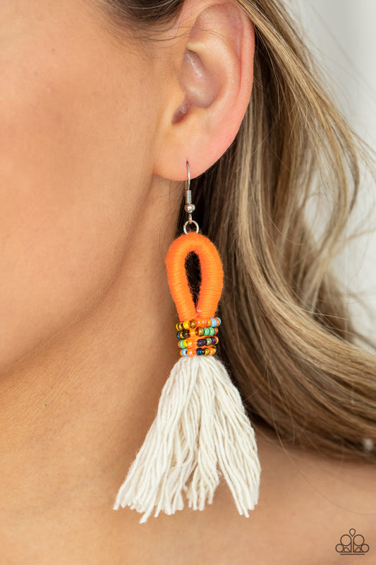 The Dustup - orange - Paparazzi earrings