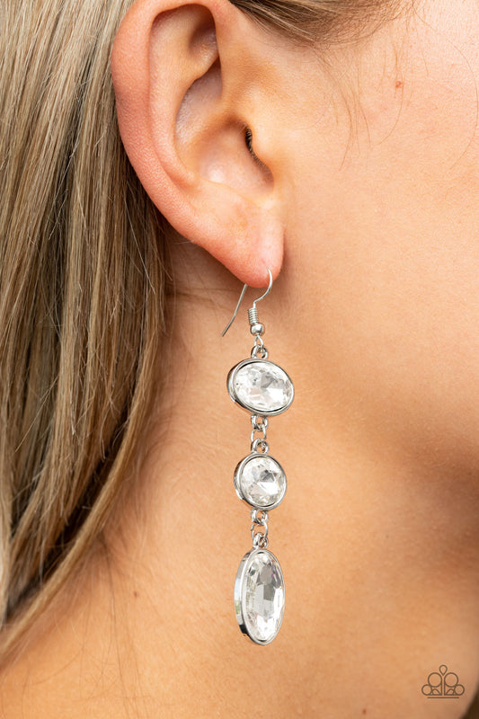 The GLOW Must Go On - white - Paparazzi earrings